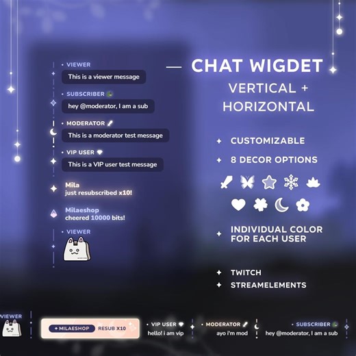 Chat Widget for Twitch Streamelements | Different Roles Styling + Events in Chat - Etsy Canada