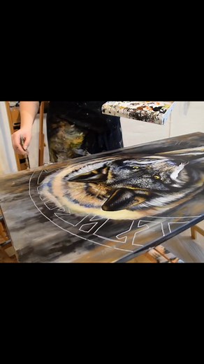 2.6K views · 203 reactions | Background done with rune Viking compas  #ulvenidanmark #dinahall #runer #maleri #artist #dyr #wolf #ulvemaleri #acrylic #vildedyr #viking #ULV | Dina Hall | Facebook