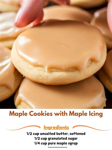 Maple 🚖 Cookies with Maple Icing 🍁 Ingredients For the Cookies: 1/2 cup unsalted butter, softened 1/2 cup granulated sugar 1/4 cup pure maple syrup ..... Full Recipe in Coʍmеոτ 💬 😻 | Mama's Old Recipes