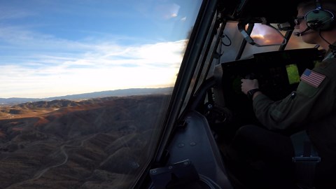 Footage shows Super Hercules flying over Hughes Fire near Los Angeles