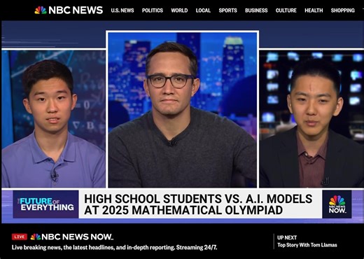 Featured on NBC News! Our USA IMO team, high school students who began with the MAA AMC and progressed through the Mathematical Olympiad Program, outperformed the world’s smartest AI, demonstrating the power of human brilliance in math. Interview on Stay Tuned Now with Gadi Roget Schwartz. Watch it here! | Mathematical Association of America