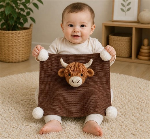 Highland Cow Crochet Rug Pattern PDF, Animal Nursery Rug, Amigurumi Cow Blanket, Kids Room Decor, Farm Animal Crochet, Digital Download - Etsy