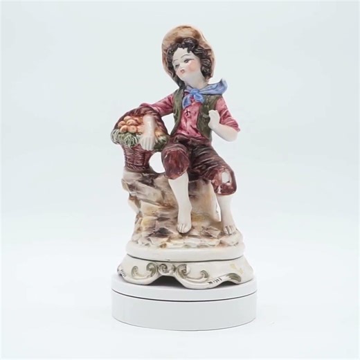 Vintage Capodimonte Porcelain Figurine Boy with Fruit Basket