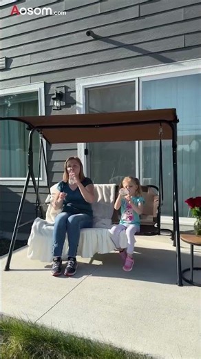 Outsunny 3-Seat Adjustable Canopy Swing Bench with Cushion | Aosom Offer
