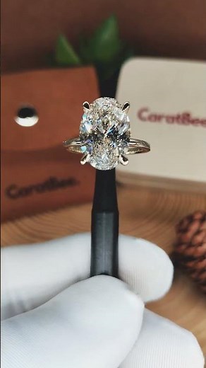 💛 5 Carat Oval Lab Grown Diamond Solitaire Ring in 14k Yellow Gold