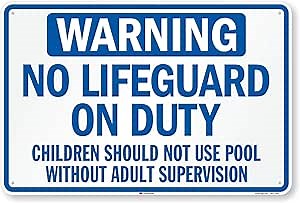 SmartSign Large No Lifeguard on Duty Sign, Children Should Not Use Pool Without Adult Supervision Sign, 24 x 36 Inches, 3M Authorized EG Reflective Aluminum, Made in USA