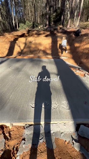 Foundation for trailer and family handprints in!