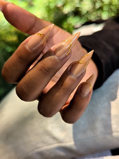 Stunning Gold Chrome Stiletto Nails for a Clean Girl Aesthetic
