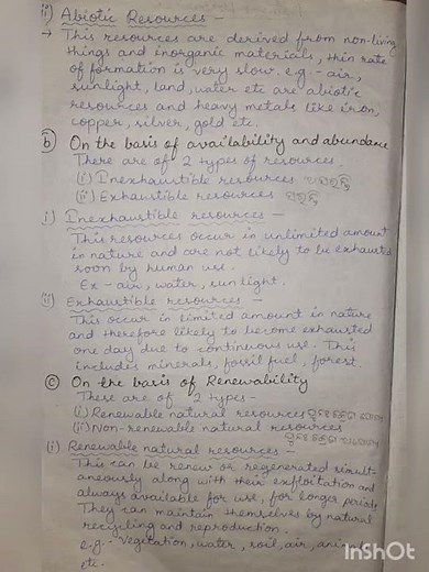 Natural resources: definition and types | Note | BOT(hon) 5th sem DSE-2