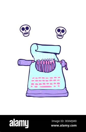 spinning skulls animation of cartoon typewriter Stock Video Footage - Alamy
