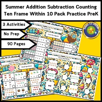 Summer Count Add Subtract Ten Frame Math 10 Fact Fluency Place Value Logic