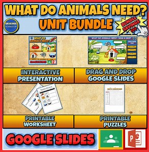 What Do Animals Need? Unit: Presentation|Drag & Drop|Puzzles|Worksheet