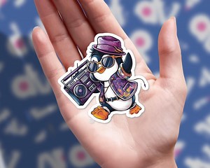 Vinyl Sticker - Penguin Wearing Sunglasses Dancing With Boombox - Etsy