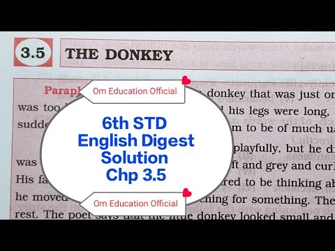 6th STD English Digest Solution Chp 3.5 The Donkey ‪@OmEducationOfficial‬