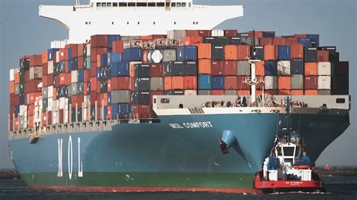 Watch 4,293 containers disappear as a ship breaks in half