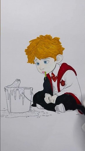 Ron Weasley Throwing Up Slugs 🤢✨ | Funny Harry Potter Coloring Art | Satisfying #shorts