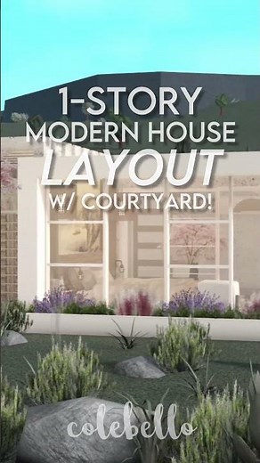 bloxburg one story modern house layout (w/ courtyard)!! #bloxburgbuilds #bloxburghouse #bloxburg