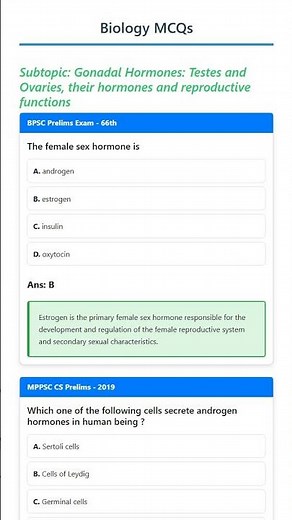Gonadal Hormones: Testes and Ovaries, their hormones and reproductive functions