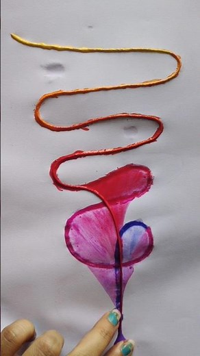 Easy thread painting String pull painting @aRtiShtaM #threadpainting #simple #acrylicpainting