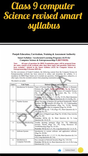 "Class 9 Computer Science Revised Smart Syllabus 2025 | Big update #shortvideo