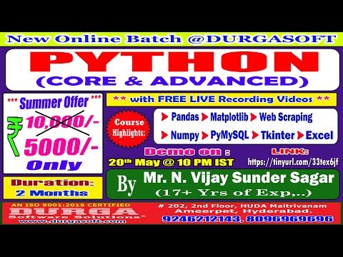 PYTHON (CORE & ADVANCED) Online Training @ DURGASOFT