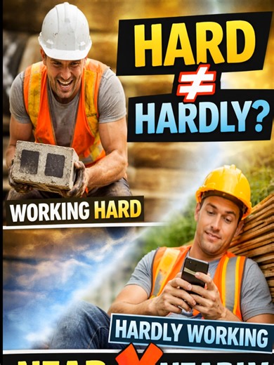 NEAR vs NEARLY & HARD vs HARDLY Near vs Nearly (Stop This Mistake) Description Near = close (distance) Nearly = almost I’m near the train I nearly caught the train Big difference in meaning. #learnenglish #englishgrammar #esl #englishmistakes #confusingenglish #englishshorts HARD vs HARDLY Hard vs Hardly (Big Difference) Description Hard = difficult / strong effort Hardly = almost not I work hard I hardly work These are NOT the same. #learnenglish #englishgrammar #esl #englishmistakes #confusing