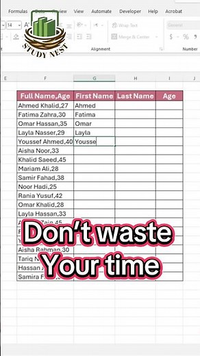 Flash Fill in Excel | Automatically Format & Clean Data | Excel Tutorial for Beginners | Study Nest