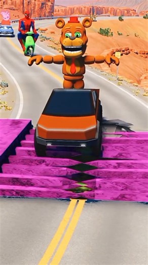🔥 Weird Cars Driving Through the Desert VS Bollard Spikes | BeamNG.drive #shorts