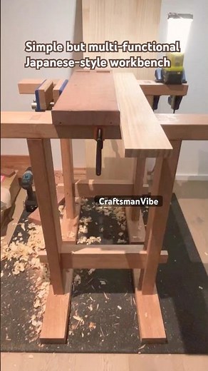 Simple but multi-functional Japanese-style workbench ​​​​​​​​​​​​​​​​#minimalist #woodworking