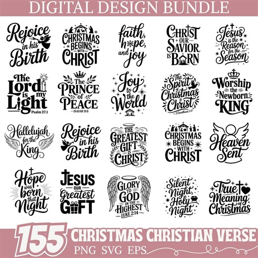 Christmas Christian SVG Bundle, Religious Holiday Bible Verse PNG Set, Jesus Faith Quotes Cricut Files, Nativity Christmas Sayings Clipart - Etsy Canada