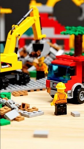 Peaceful LEGO Construction Site | Dump Truck, Excavator & Bulldozer Working Together