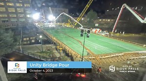 63K views · 604 reactions | Check out this time lapse video of the concrete pour for the Unity Bridge deck from Wednesday morning. This work was completed overnight in order to avoid potential concrete delivery delays from vehicle and rail traffic. Stay up-to-date on this project at https://www.siouxfalls.org/public-works/street-construction/projects/unity-bridge | City of Sioux Falls - Municipal Government | Facebook