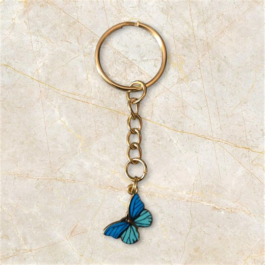 Blue Butterfly Keychain - Etsy