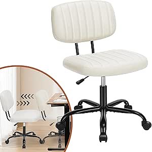NEWBULIG Small Office Chair Armless with Wheels, Swivel Desk Seat with Back Lumbar Support Height Adjustable for Home Study Vanity