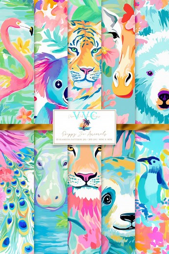 Preppy Zoo Animals Digital Paper, 10 Seamless Patterns for Printable Scrapbook Paper - Instant Download, Baby Nursey Pattern - Etsy