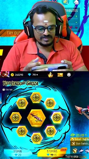 😱Jujutsu Groza Ring Spin😱#ptglive #fflive #ff