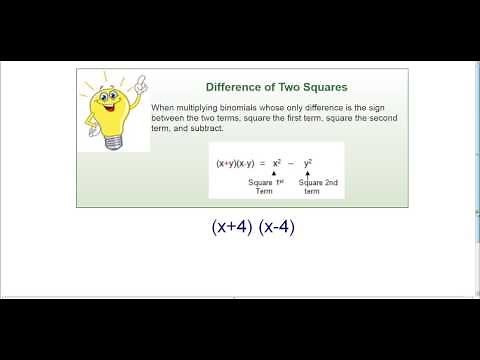 Multiplying Binomials - The Difference of Two Squares