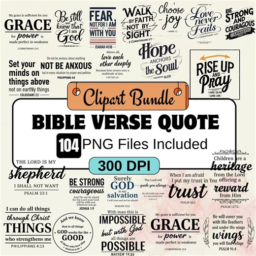 Bible Verse Quotes PNG Clipart Bundlechristian Scripture Typography,faith Quote Stickers,religious Printable Graphic for Journaling Wall Art - Etsy