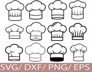Chef Hat SVG Bundle, Hat Silhouette, Cooking Kitchen Icons (digital Download) - Etsy Canada