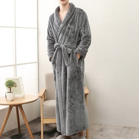 LSLJS Men's Winter Lengthened Bathrobe Home Clothes Shawl Long Sleeved Robe Coat, Robes Gifts for Men - Walmart.ca