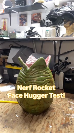 Ted Smith on Instagram: "Alien face hugger Nerf rocket test is a success. Be seeing you at @anime_los_angeles along with other cool things I’ll be bringing. @cosplaypros @dapproducts @surebonder @frogtape @rustoleum @tamiyausa @spraygunner @createxcolors @creaturecastrubber"