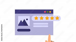 2D animation concept of customer satisfaction, giving the best review and rating