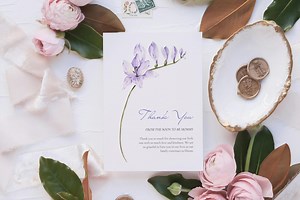 Floral Baby Shower Thank You Card Template, Lavender Freesia Watercolor Note, Printable Thank You From Mommy to Be, Editable Canva Card - Etsy UK