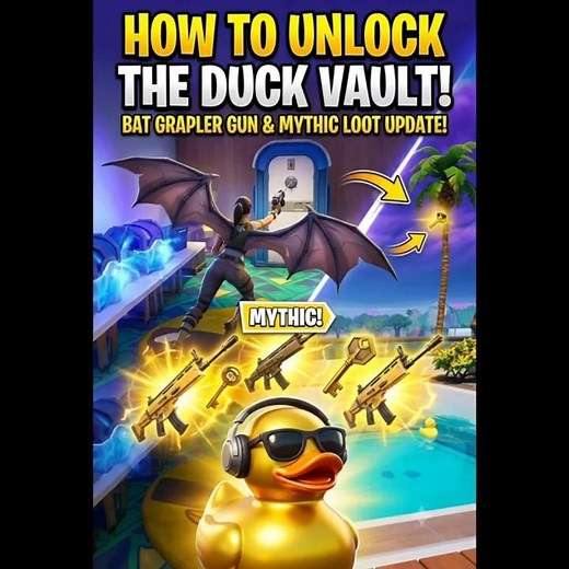Fortnite MYTHIC Duck Vault Location Map Update! How to Get the Bat Grappler Gun!! #shorts