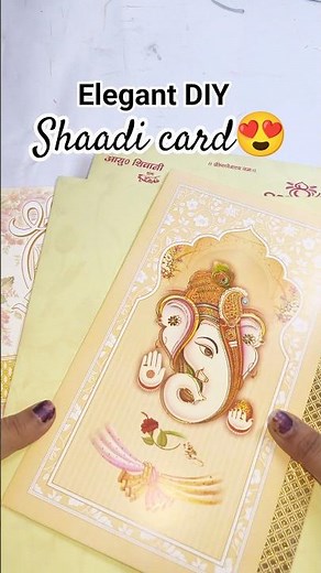 Elegant DIY Shaadi Card 💛 Easy Wedding Invitation Idea#handmade#weddingcard#craft#diy#viral#creative