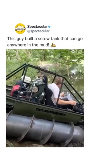 Spectacular on Instagram: "Inventor and content creator Colin Furze has engineered an incredible drill tank designed to conquer even the most extreme environments—including treacherous, unforgiving swamps! With its powerful rotating drill and rugged construction, this beast of a machine can plow through mud, water, and thick vegetation like it’s nothing. Whether he’s navigating marshy terrain or tackling off-road challenges, Colin’s creation is a true testament to wild innovation and fearless DI