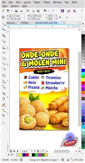 Desain Banner Molen Mini dan Onde-Onde | CorelDraw