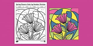 Spring Flowers Color by Number Division Facts