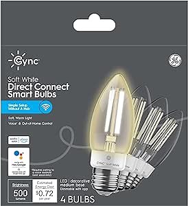 Cync GE Smart LED Light Bulb, B11 Candle Light Bulb – Works with Amazon Alexa & Google Home, 60W Equivalent, Soft White, 2.4GHz WiFi (4-Pack)