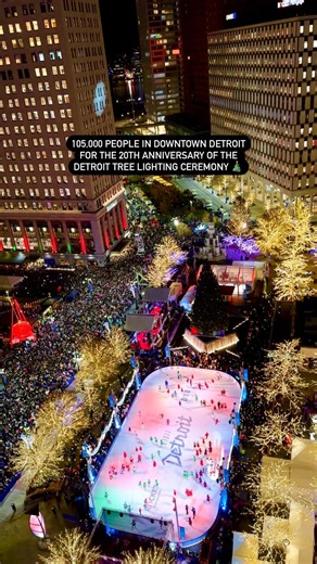 507K views · 8.8K reactions | The 20th anniversary of the Detroit Tree Lighting Ceremony made history, with 105,000 people visiting Downtown Detroit on Friday evening. ❤️✨ #Detroit #VisitDetroit #DetroitLove | Visit Detroit | Facebook